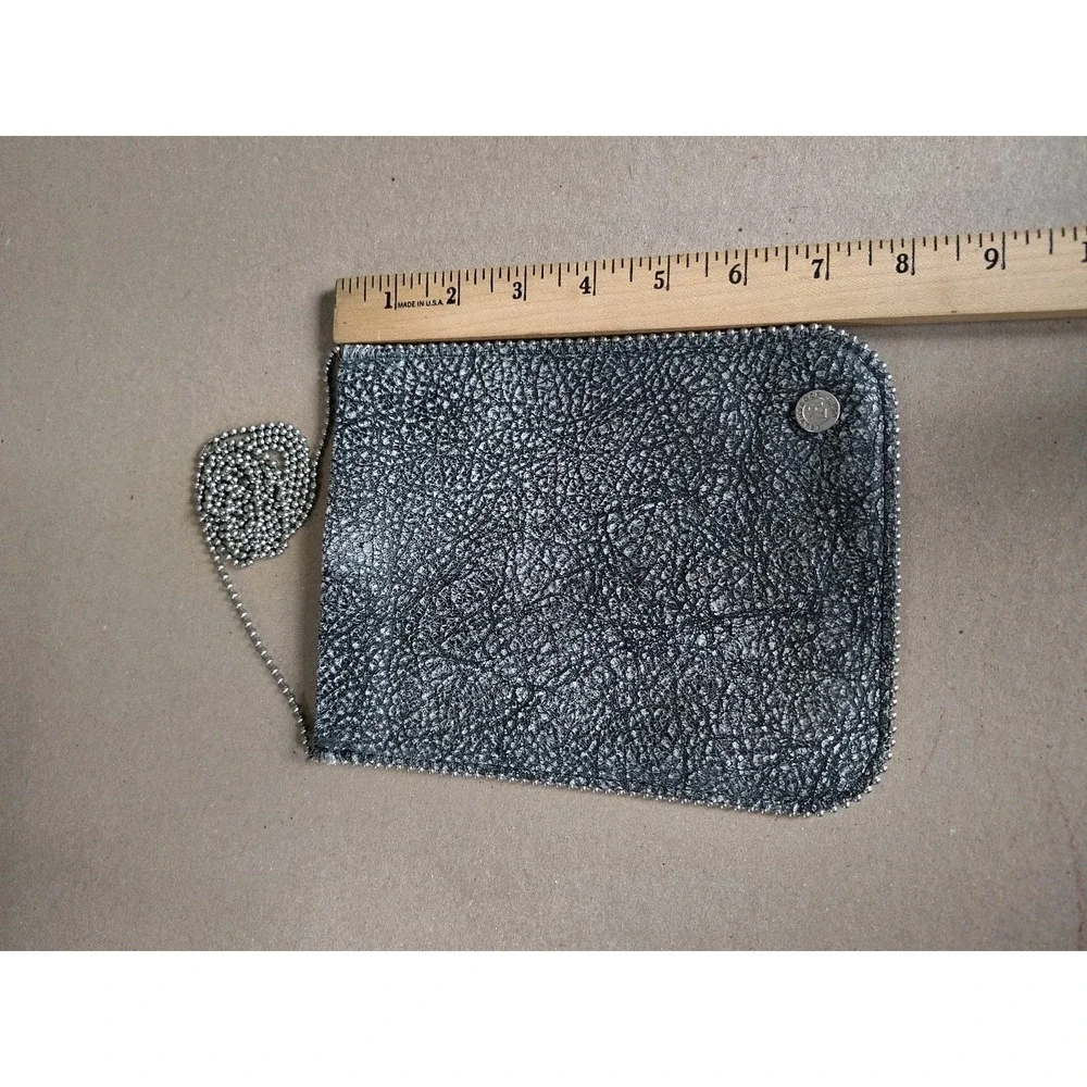 Leatherock Distressed Black Leather Crossbody Bag Purse Ball Chain Strap